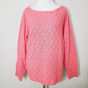 NWT Vince Camuto Pink Basket Stitch Sweater L